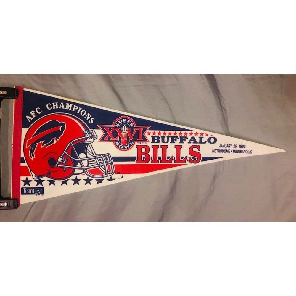 1992 Superbowl XXVI  Bufflo BILLS-NFL Souvenir Pennant -Metrodome,Minneapolis
